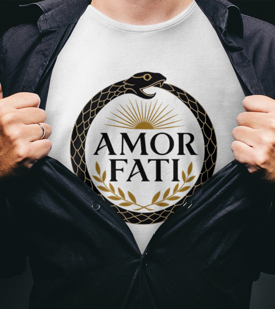 Amor Fati Ouroboros Snake Sun Rays Laurel Wreath T-Shirt