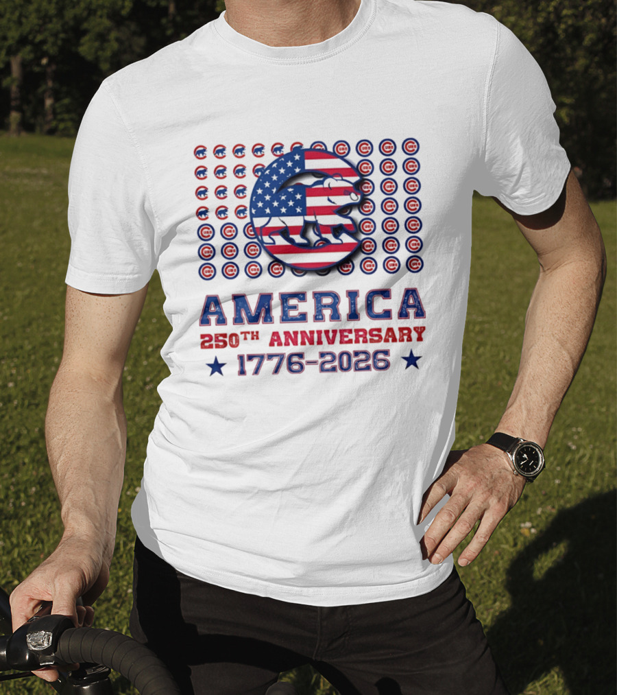 Chicago Cubs America 250th Anniversary 1776 2026 Stars And Stripes Bear T-Shirt