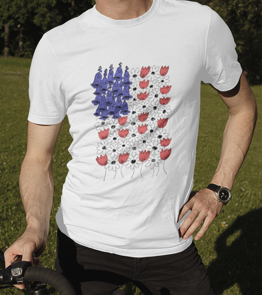 Fourth Of July Foxglove Daisy Tulip Subtle F Trump USA 250 Birthday T-Shirt