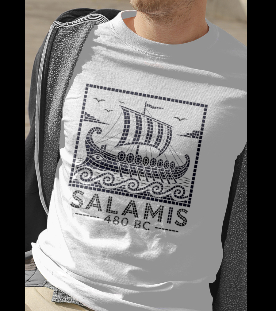 Salamis 480 BC Greek Trireme Ancient Naval Battle Scene T-Shirt