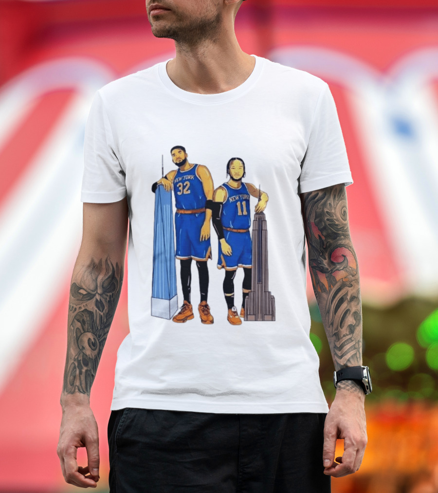 New York Knicks Jalen Brunson Karl Anthony Towns Skyline T-Shirt