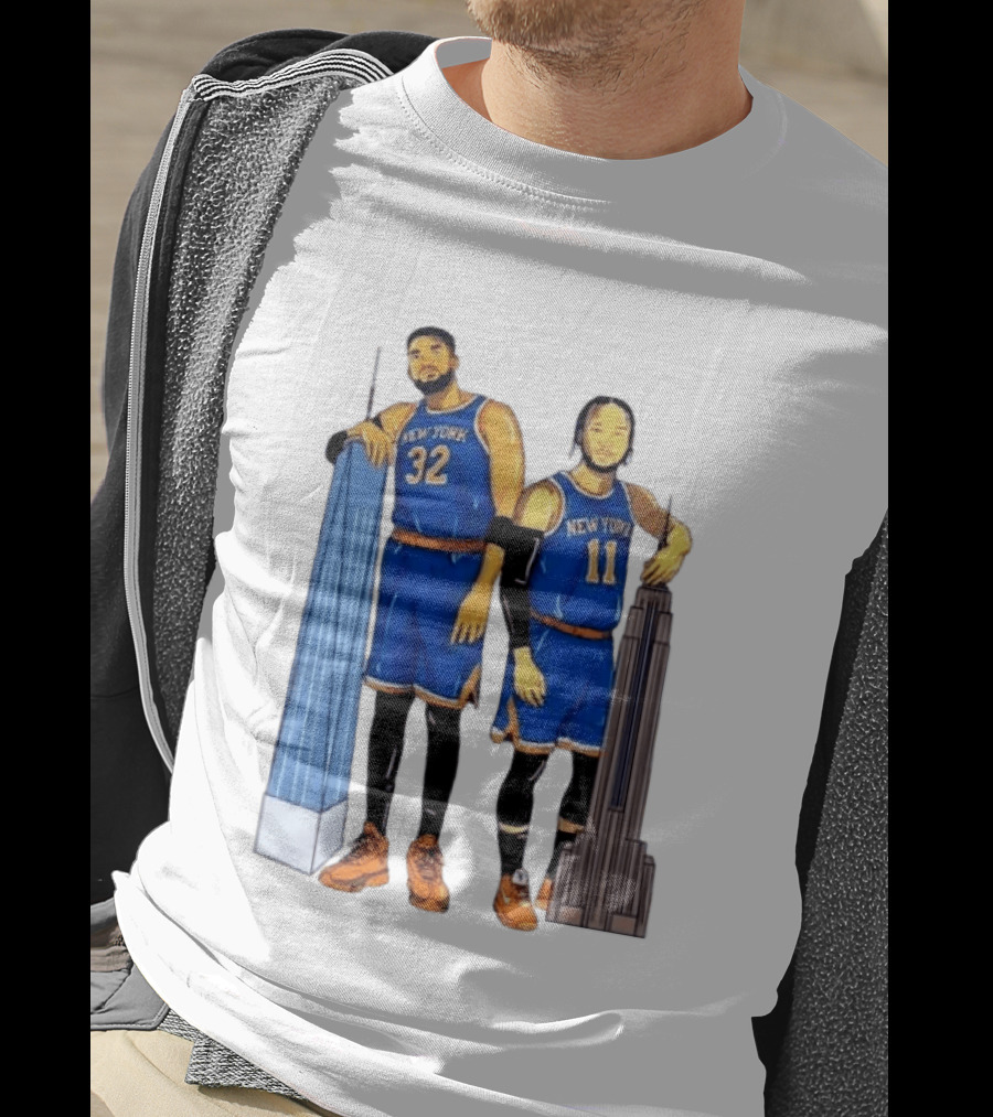 New York Knicks Jalen Brunson Karl Anthony Towns Skyline T-Shirt