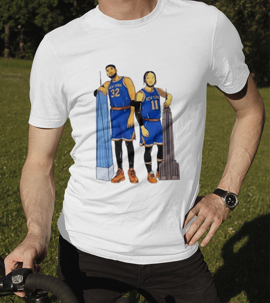 New York Knicks Jalen Brunson Karl Anthony Towns Skyline T-Shirt