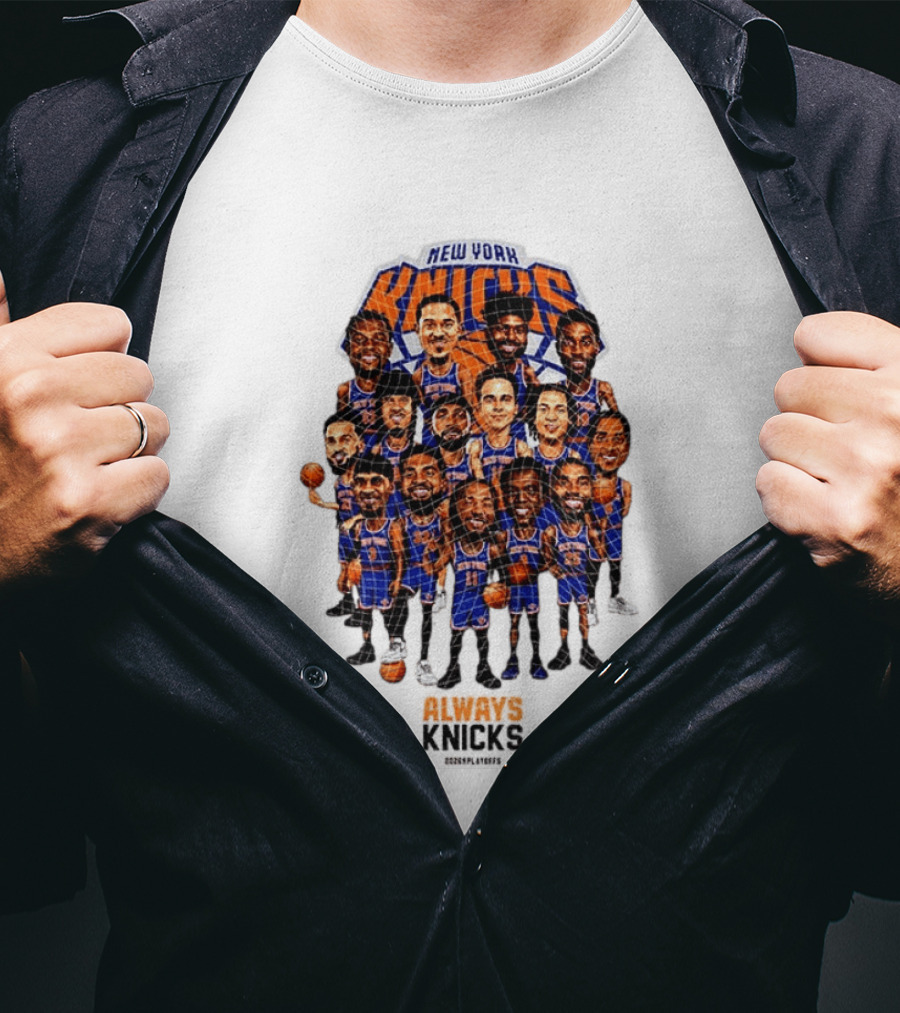 New York Knicks Caricature Basketball Team 2026 Game Day Let's Go T-Shirt