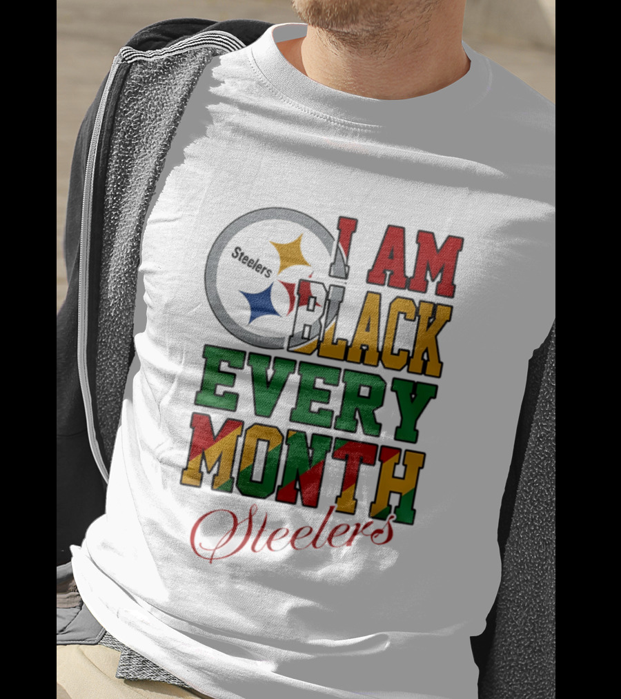I Am Black Every Month Steelers Juneteenth T-Shirt