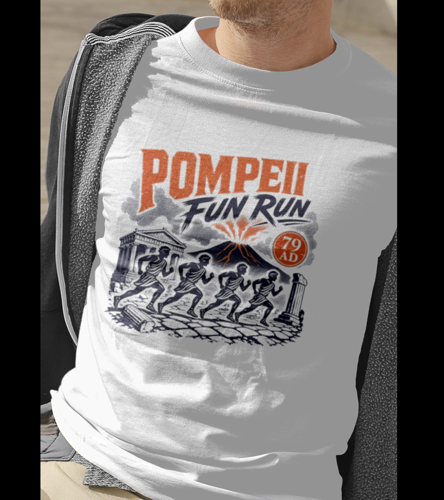 Pompeii Fun Run 79 AD Mount Vesuvius Roman Runners T-Shirt