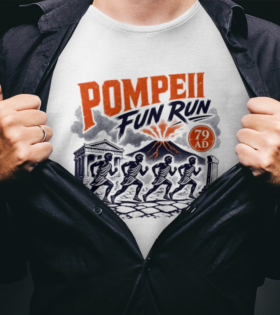 Pompeii Fun Run 79 AD Mount Vesuvius Roman Runners T-Shirt