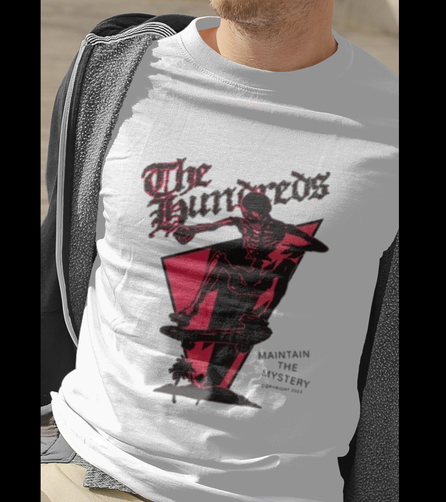 The Hundreds Skeleton Skateboard Maintain The Mystery Skull Mountain 2023 T-Shirt