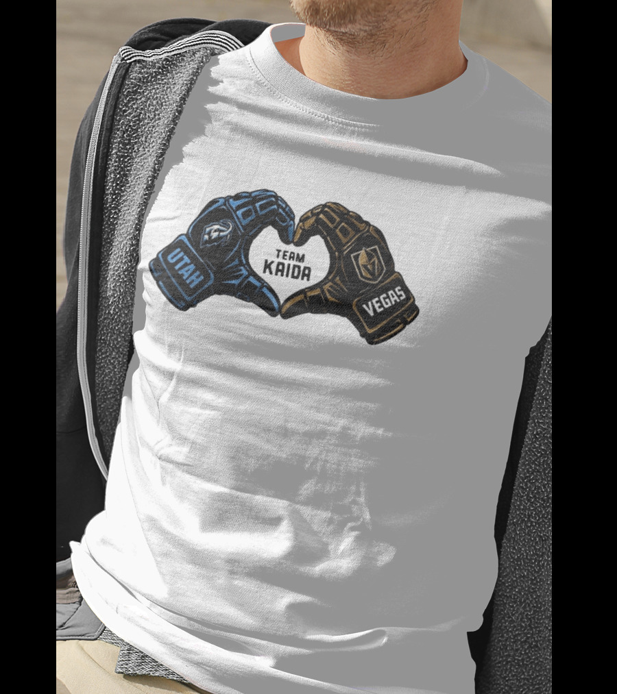 Utah Mammoth Vegas Golden Knights Team Kaida Heart Hands T-Shirt