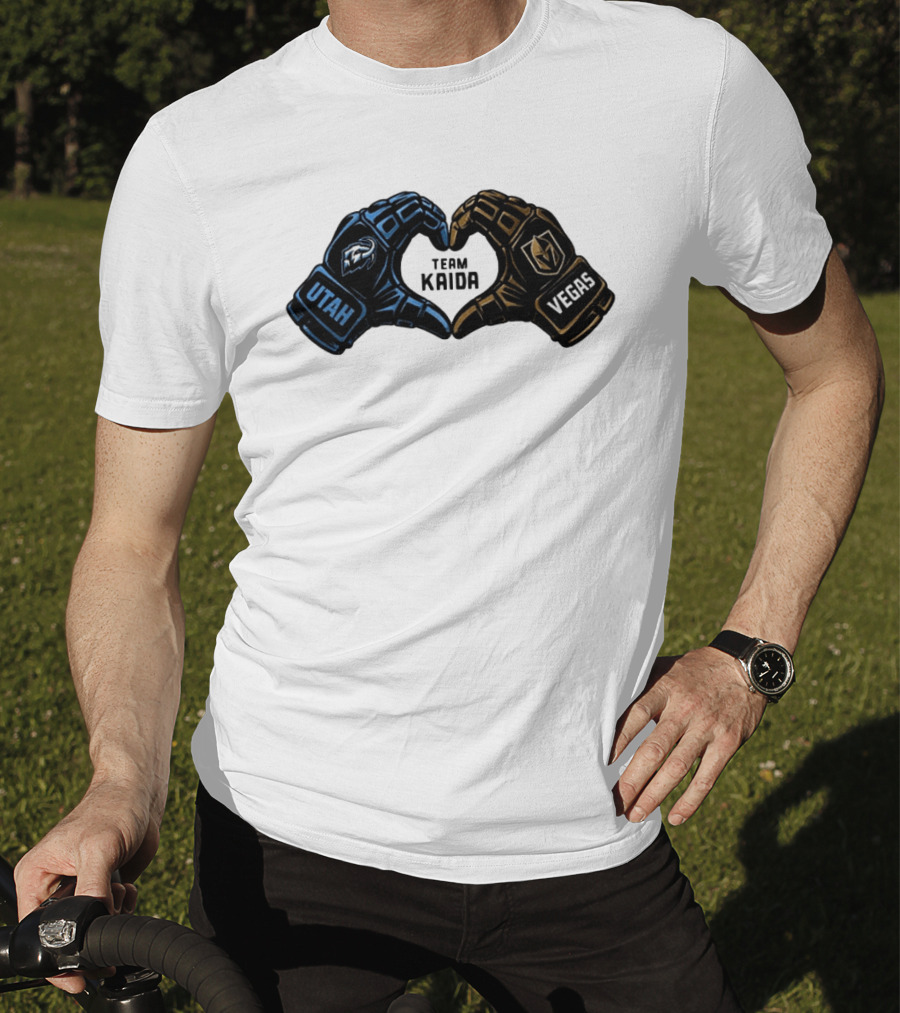 Utah Mammoth Vegas Golden Knights Team Kaida Heart Hands T-Shirt
