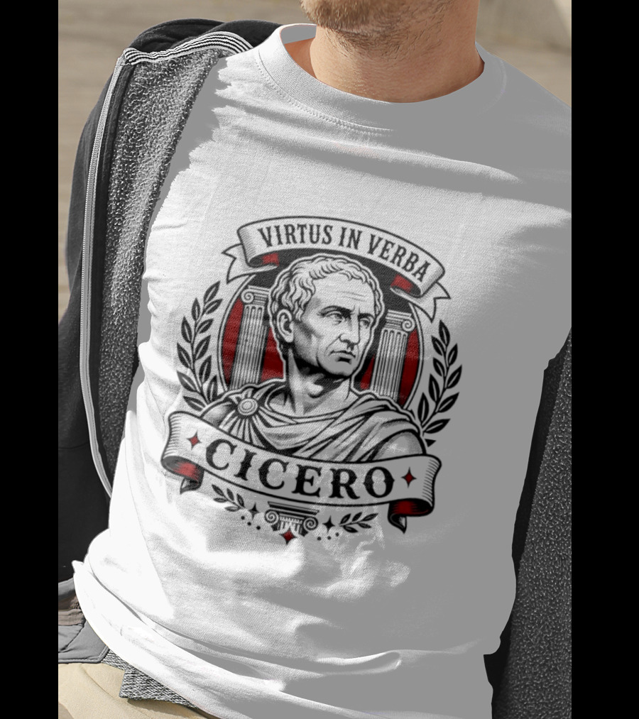 Virtus In Verba Cicero Roman Orator Laurel Columns T-Shirt