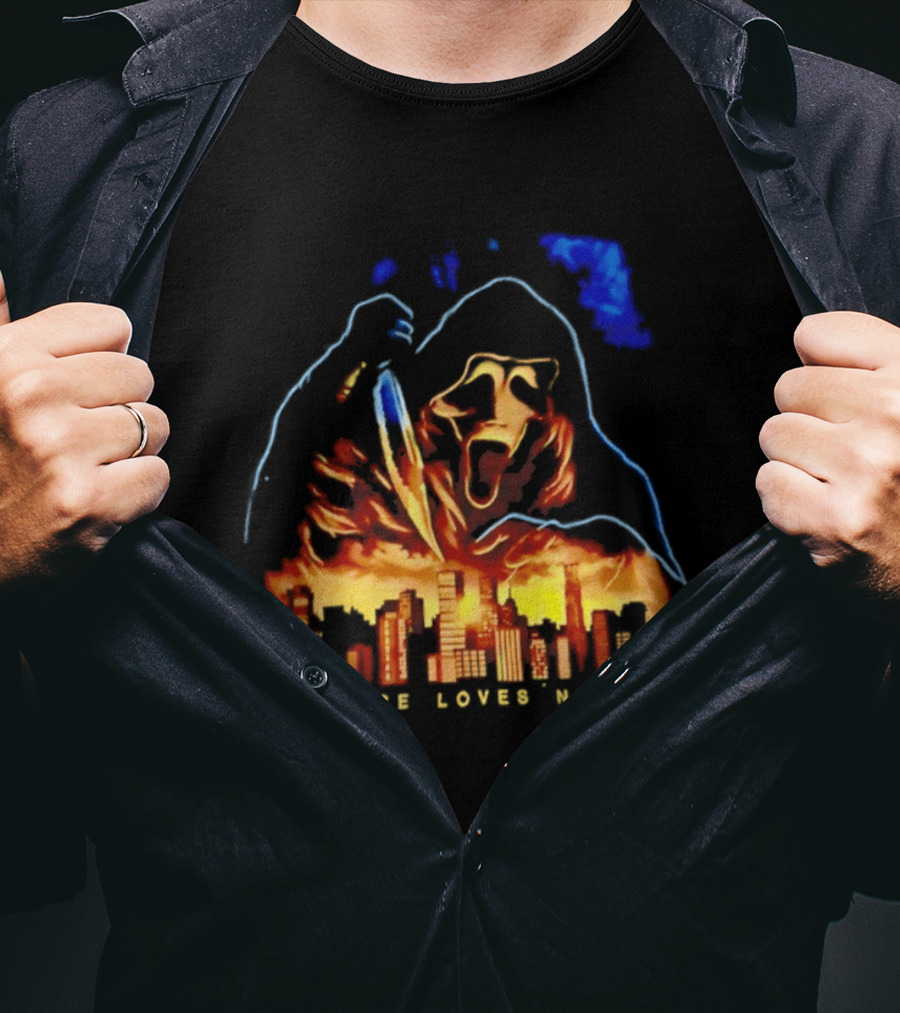 Ghostface Loves New York City Skyline Scream Urban Horror T-Shirt