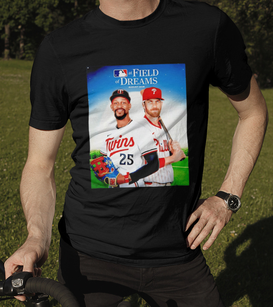 Twins Buxton Vs Phillies Harper MLB At Field Of Dreams August 2026 T-Shirt