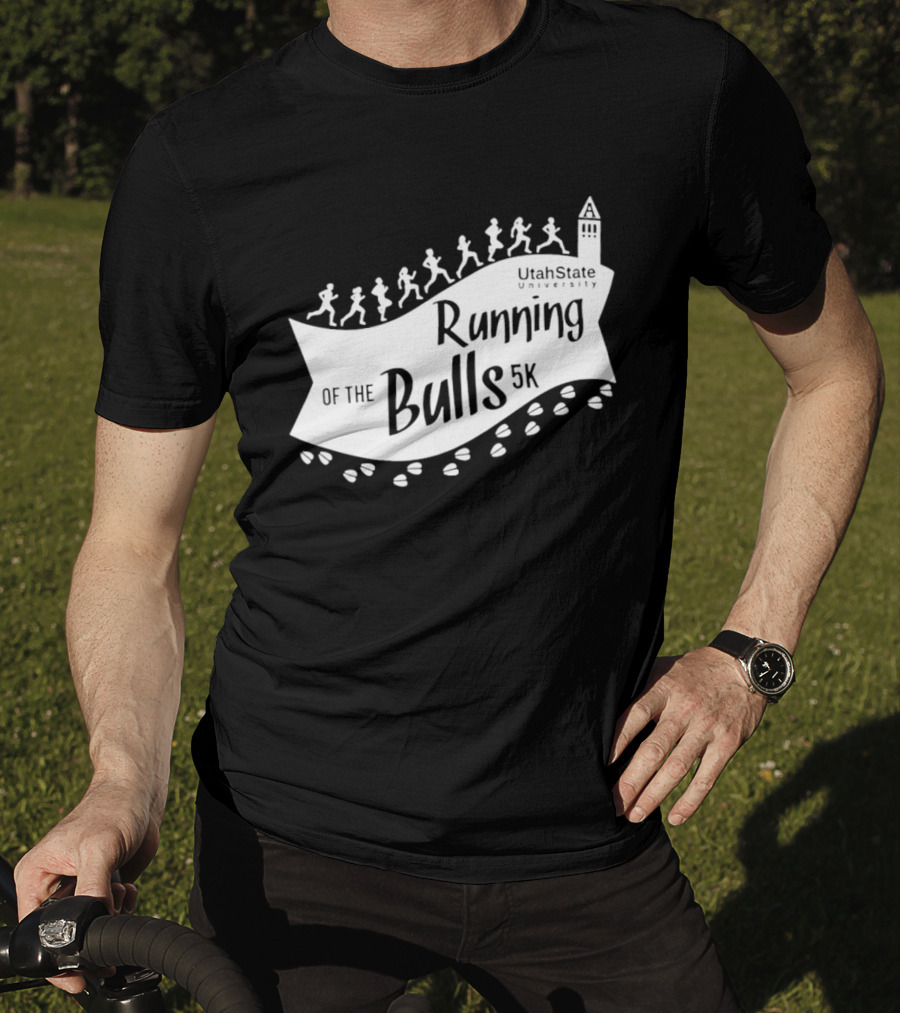 Utah State Running Of The Bulls 5K Event With Runners And Tower T-Shirt