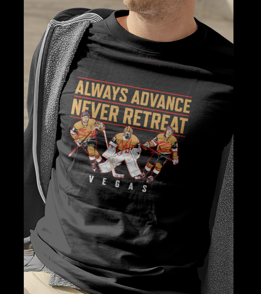 Vegas Hockey Always Advance Never Retreat Energetic Ice Skating Team Spirit T-Shirt