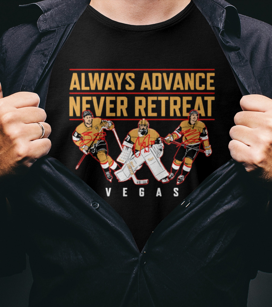Vegas Hockey Always Advance Never Retreat Energetic Ice Skating Team Spirit T-Shirt