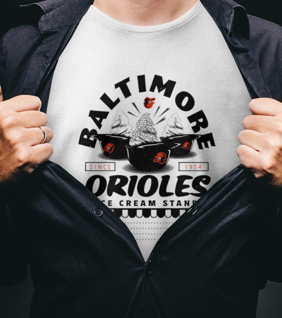 Baltimore Orioles Ice Cream Stand Since 1954 Single Double Triple The Home Run T-Shirt