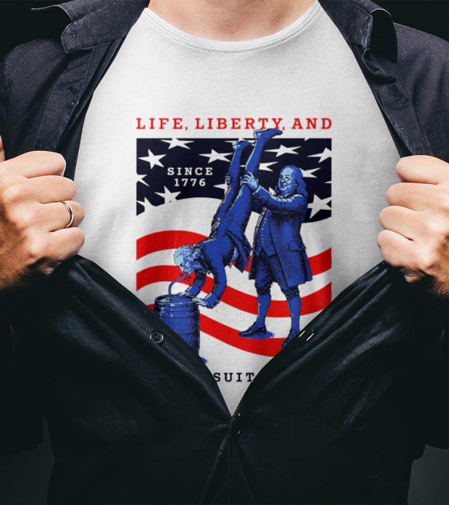 Life Liberty And The Pursuit Of Beer Since 1776 Patriotic Celebration American Flag T-Shirt