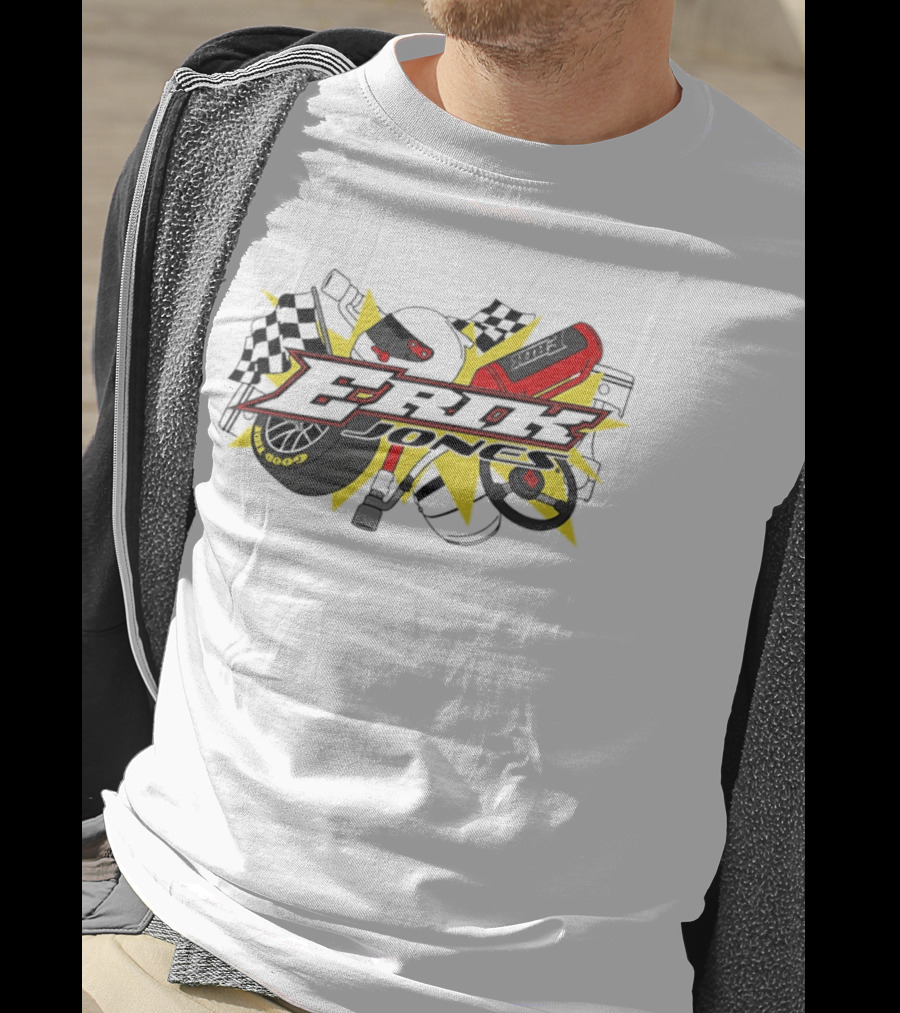Erik Jones NASCAR Goodyear Racing EROK Motorsports Flags Tire Helmet Steering Wheel T-Shirt
