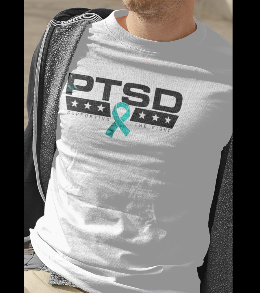 PTSD Supporting The Fight Teal Ribbon Stars T-Shirt