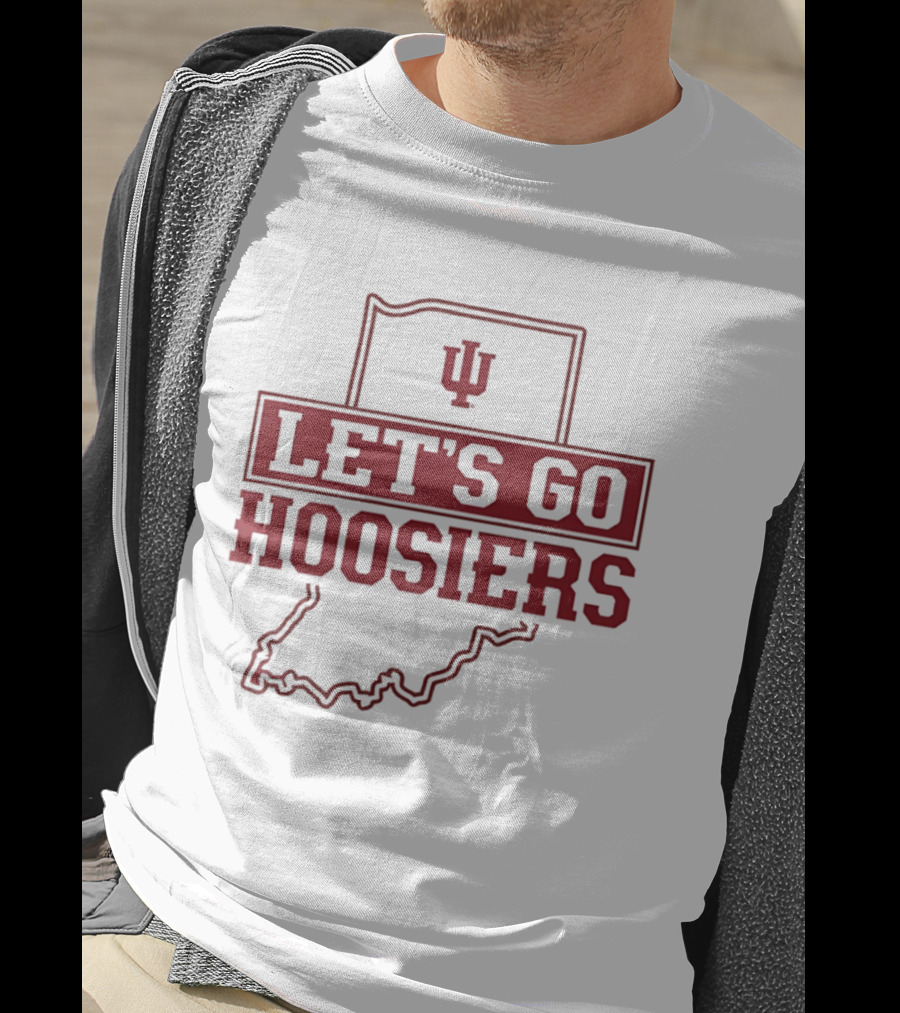 Indiana Let's Go Hoosiers IU State Map T-Shirt