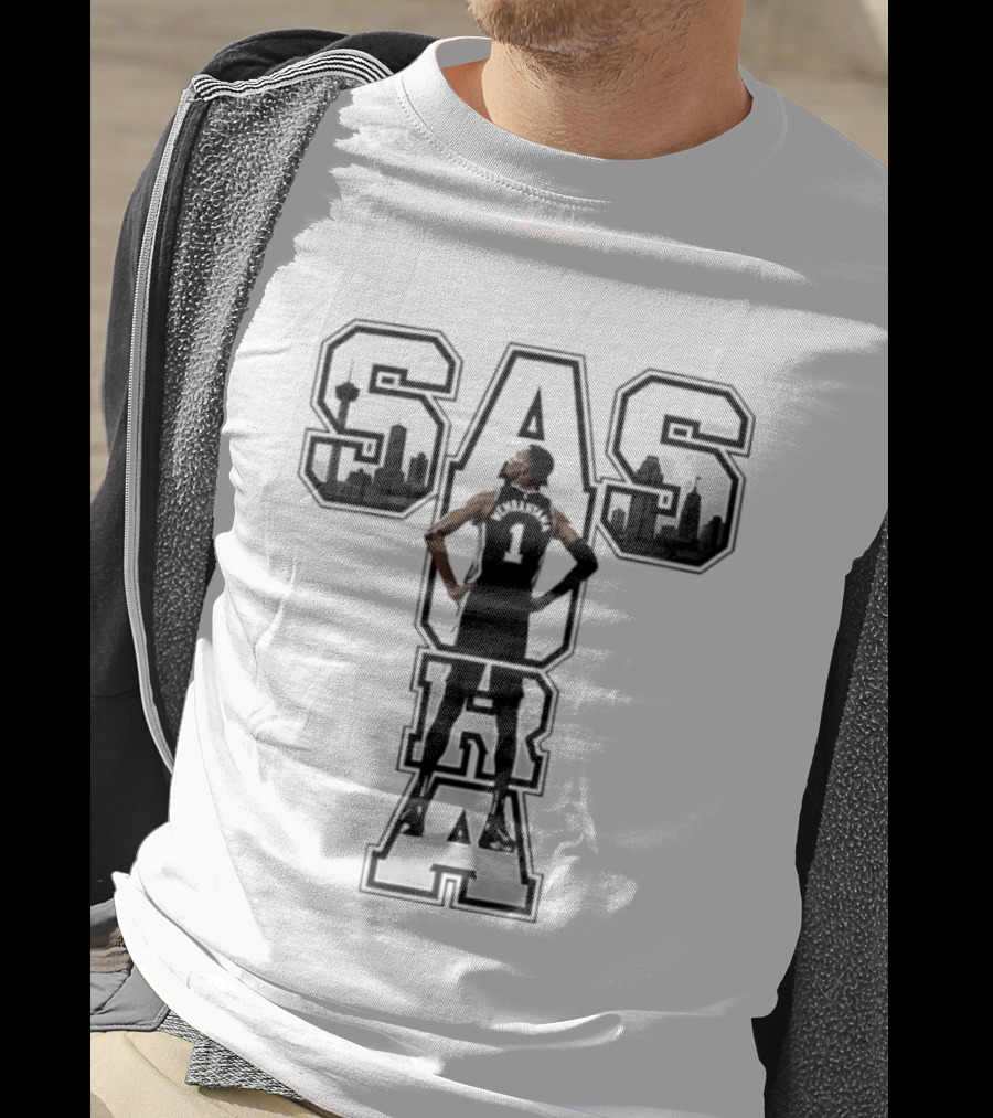 San Antonio SAS Aura Victor Wembanyama Basketball Skyline T-Shirt