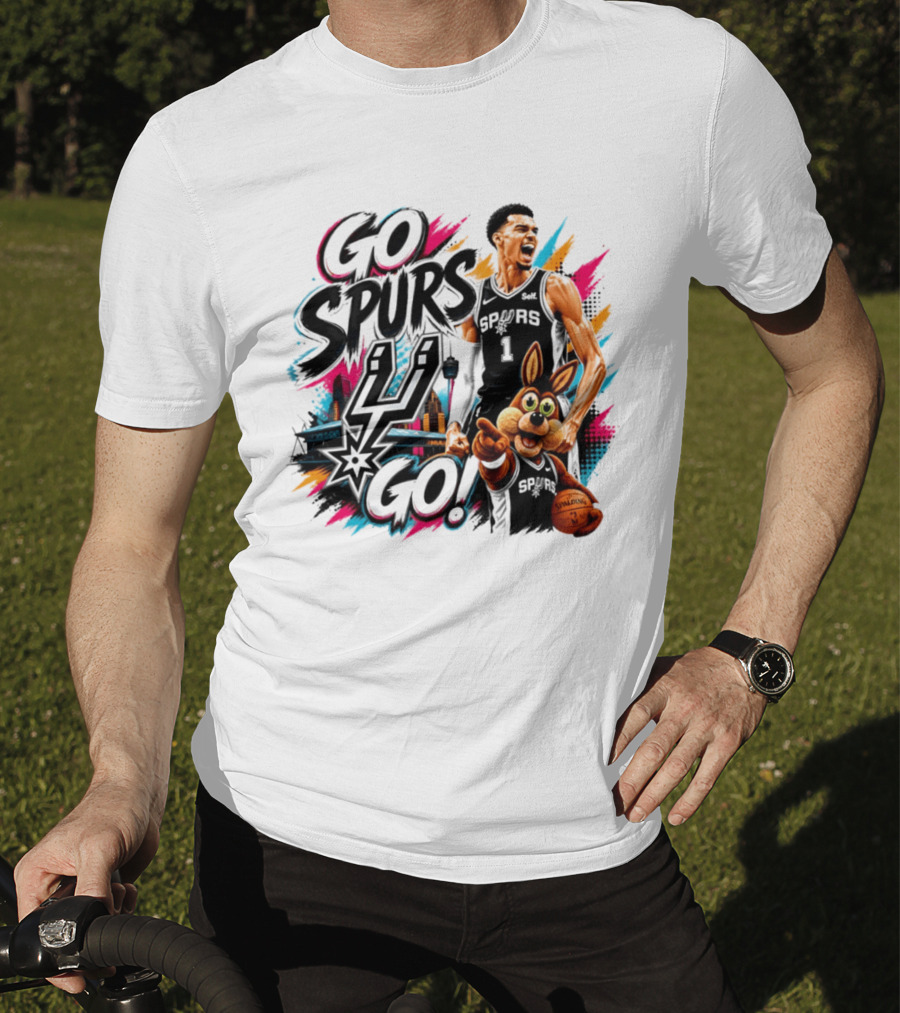 Go Spurs Go San Antonio Spurs Victor Wembanyama City Skyline T-Shirt
