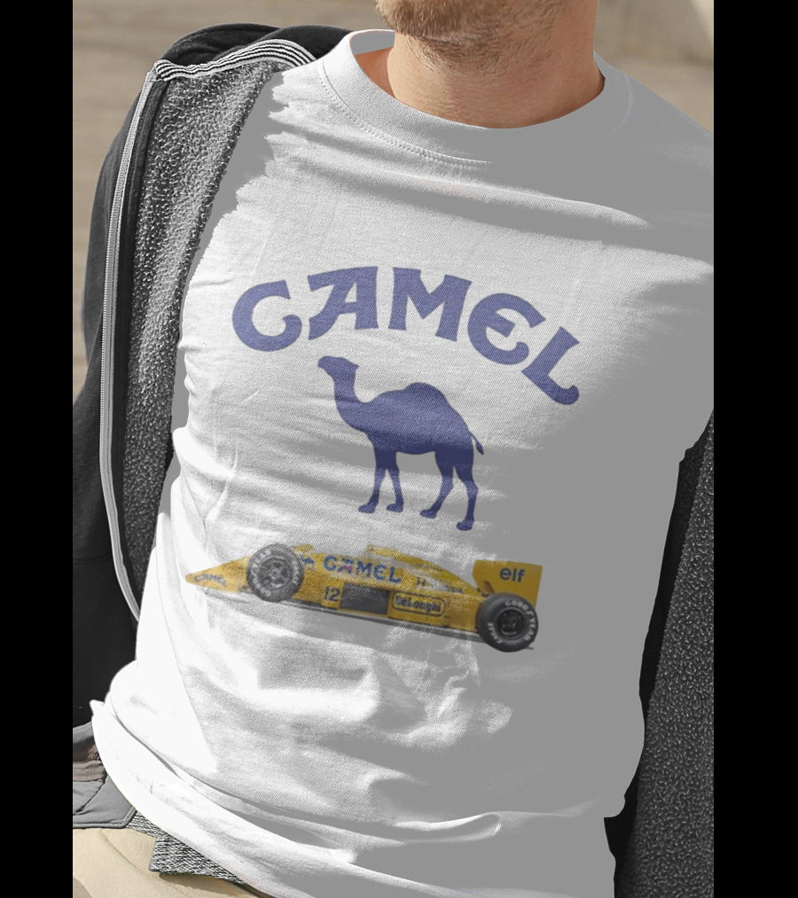 Camel F1 Racing Car With Camel Logo And Elf Branding T-Shirt