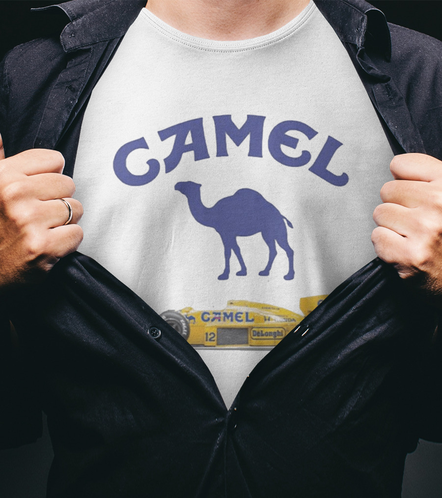 Camel F1 Racing Car With Camel Logo And Elf Branding T-Shirt