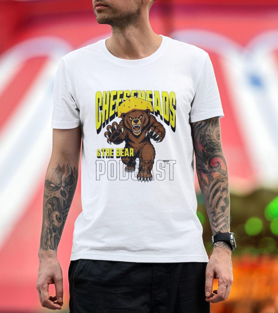 Cheeseheads And The Bear Podcast Bold Cheese Hat Grizzly T-Shirt