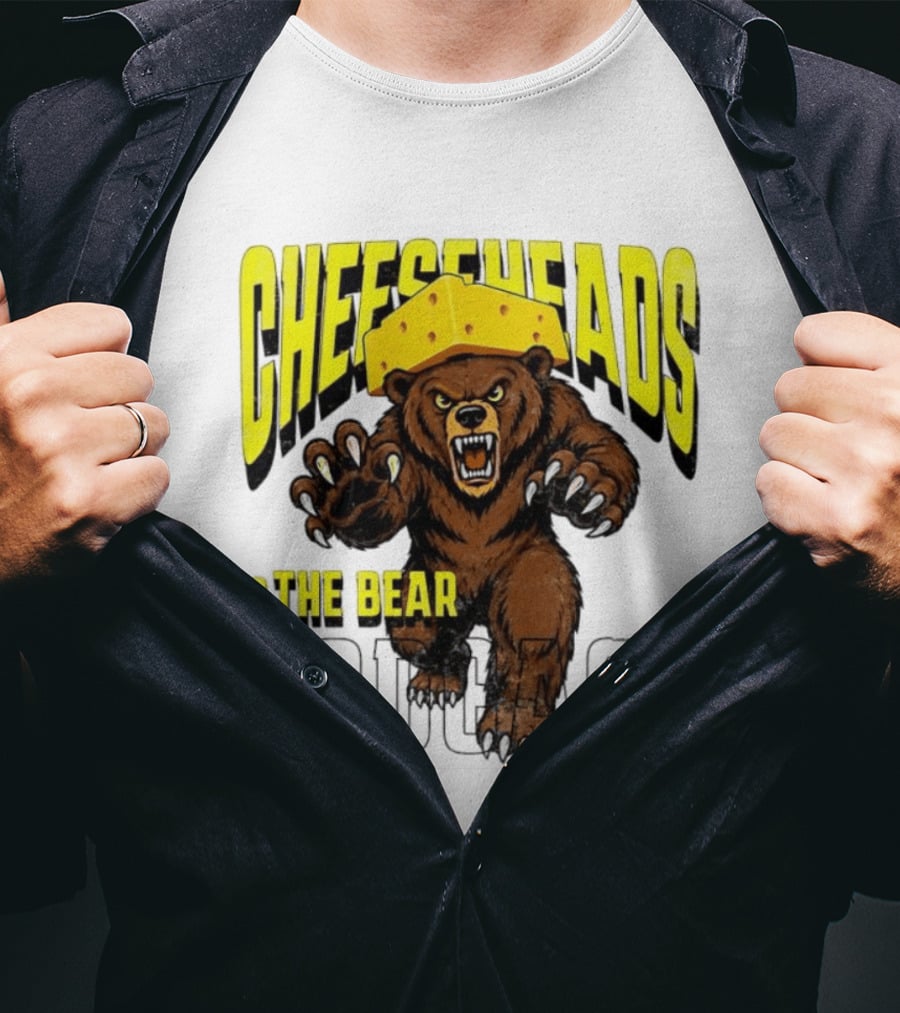 Cheeseheads And The Bear Podcast Bold Cheese Hat Grizzly T-Shirt