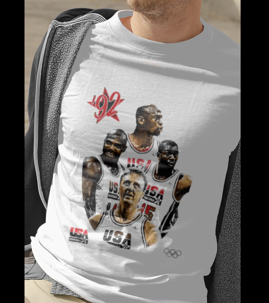 Jordan Charles Barkley Magic Johnson Larry Bird 1992 USA Basketball Dream Team T-Shirt