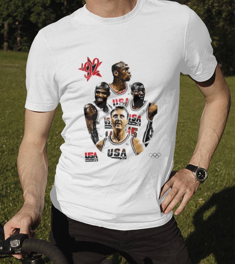 Jordan Charles Barkley Magic Johnson Larry Bird 1992 USA Basketball Dream Team T-Shirt