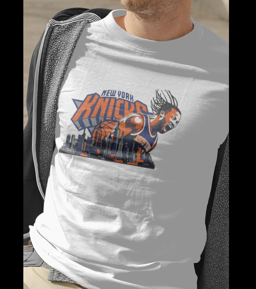 New York Knicks Jalen Brunson Skyline Celebration T-Shirt