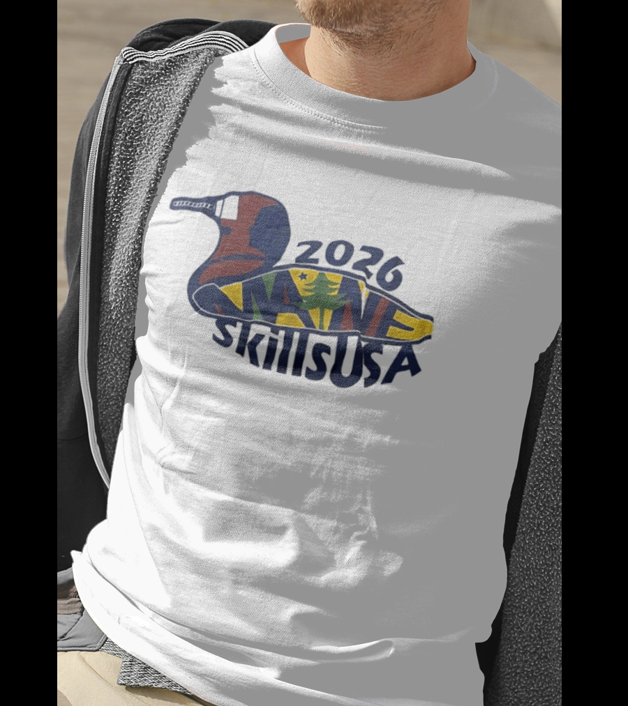 Maine 2026 SkillsUSA Loon Silhouette With State Flag T-Shirt