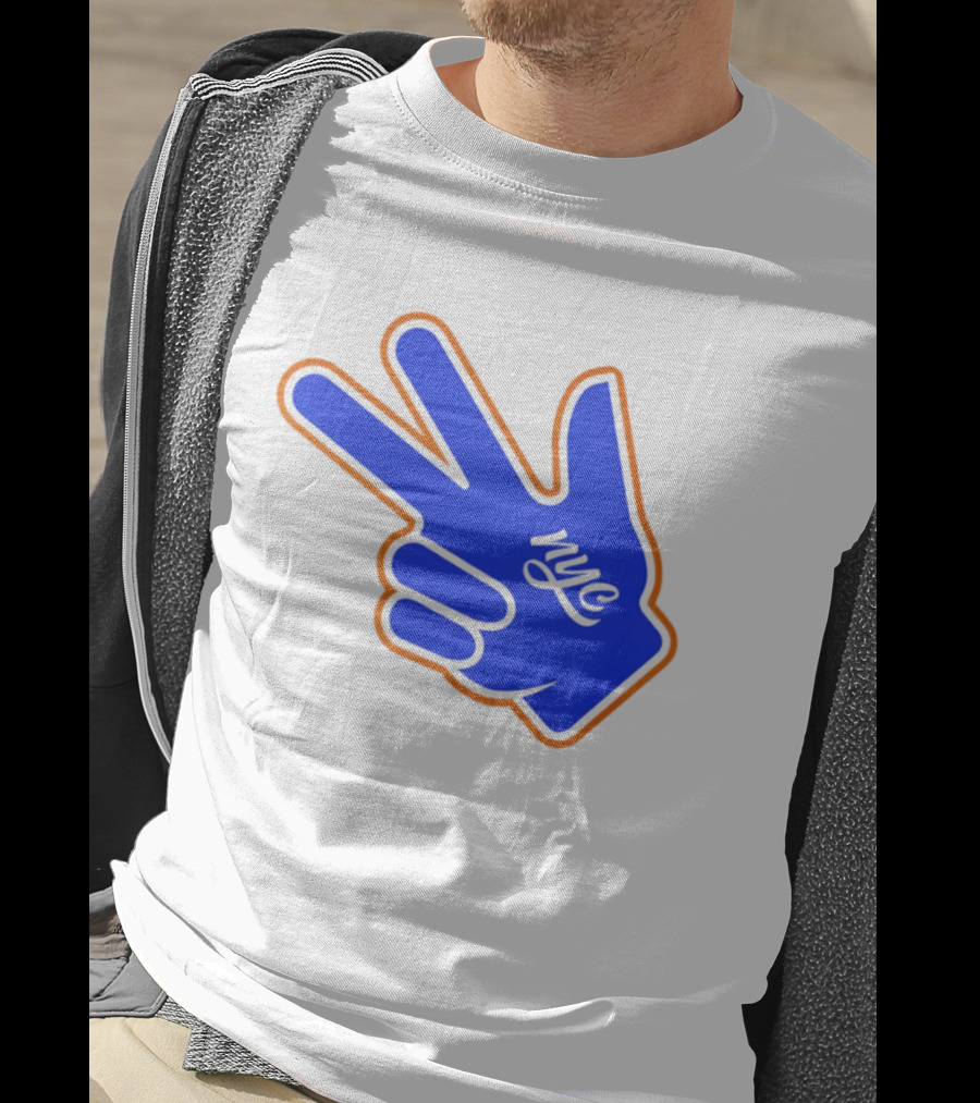 New York Knicks NYC Basketball Peace Sign Three Pointer T-Shirt