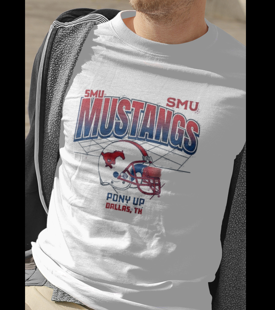 SMU Mustangs Pony Up Dallas Texas Football Helmet T-Shirt