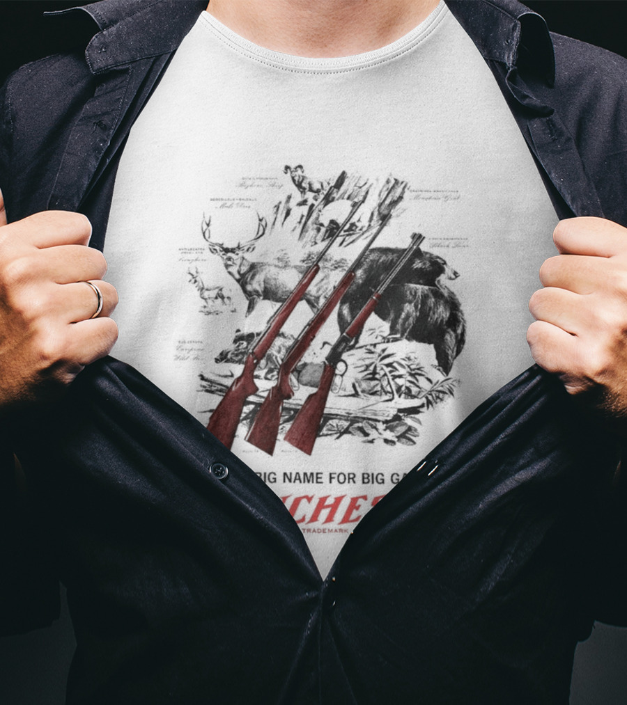 The Big Name For Big Game Winchester Heavyweight Three Rifles T-Shirt