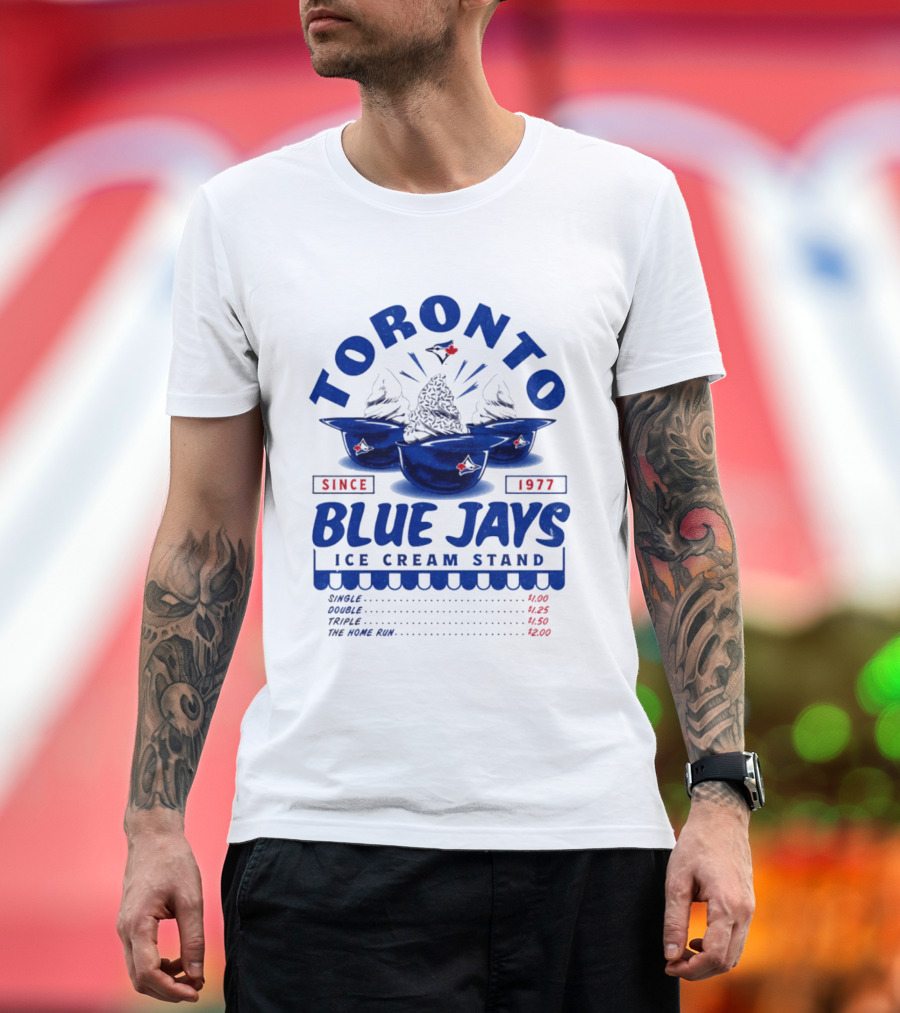 Toronto Blue Jays Ice Cream Stand Since 1977 Single Double Triple Home Run Prices T-Shirt