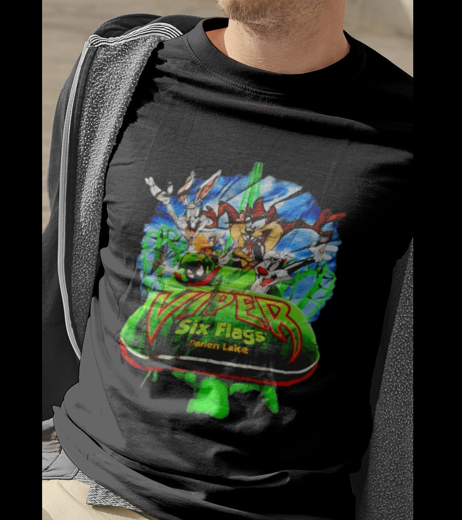 Viper Six Flags Darien Lake Looney Tunes Bugs Bunny Taz Sylvester T-Shirt