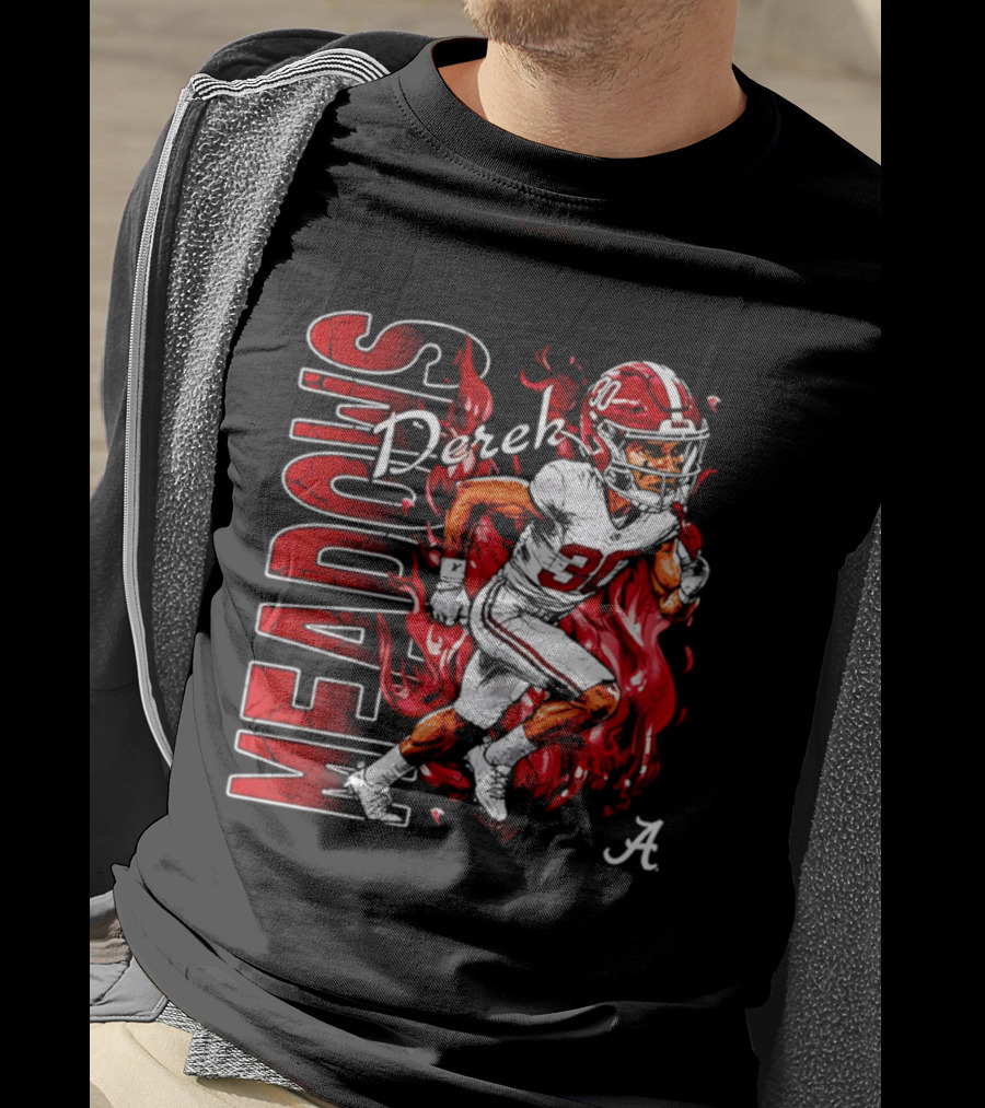 Derek Meadows Alabama Football NCAA Caricature Crimson Tide Player No. 30 T-Shirt