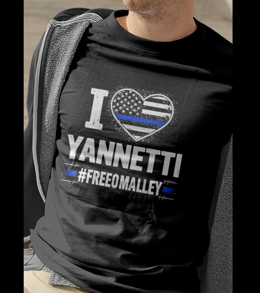 I Love Yannetti American Flag Blue Stripe Hashtag Free O'Malley T-Shirt