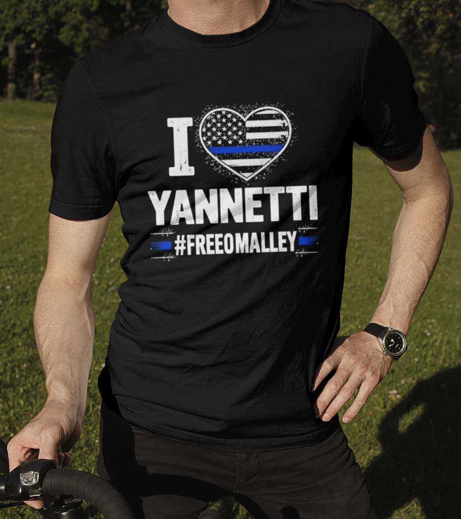 I Love Yannetti American Flag Blue Stripe Hashtag Free O'Malley T-Shirt
