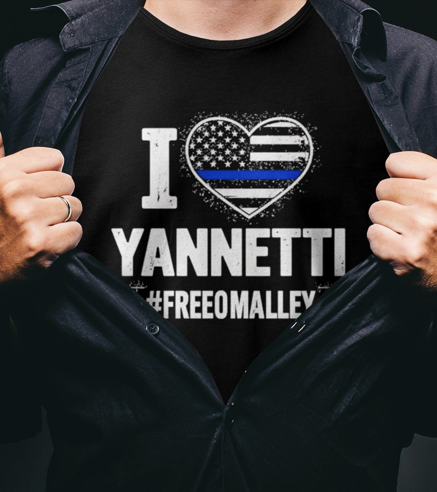 I Love Yannetti American Flag Blue Stripe Hashtag Free O'Malley T-Shirt