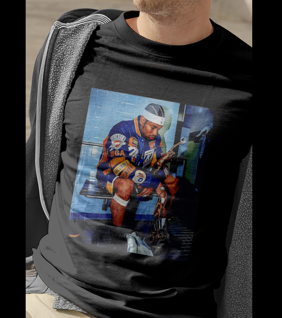 OKC Thunder Shai Gilgeous Alexander Back 2 Back MVP 2026 Locker Room Photo T-Shirt