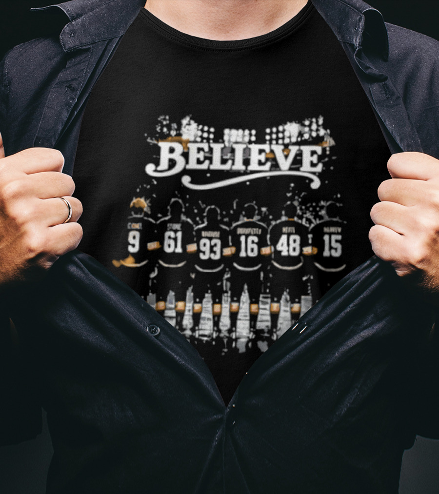 Vegas Golden Knights Believe 9 61 92 16 40 15 Hockey Team T-Shirt