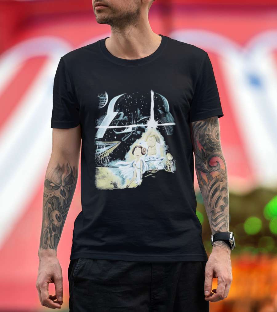 Star Wars Family Guy Princess Leia Lightsaber Spaceship Moon T-Shirt