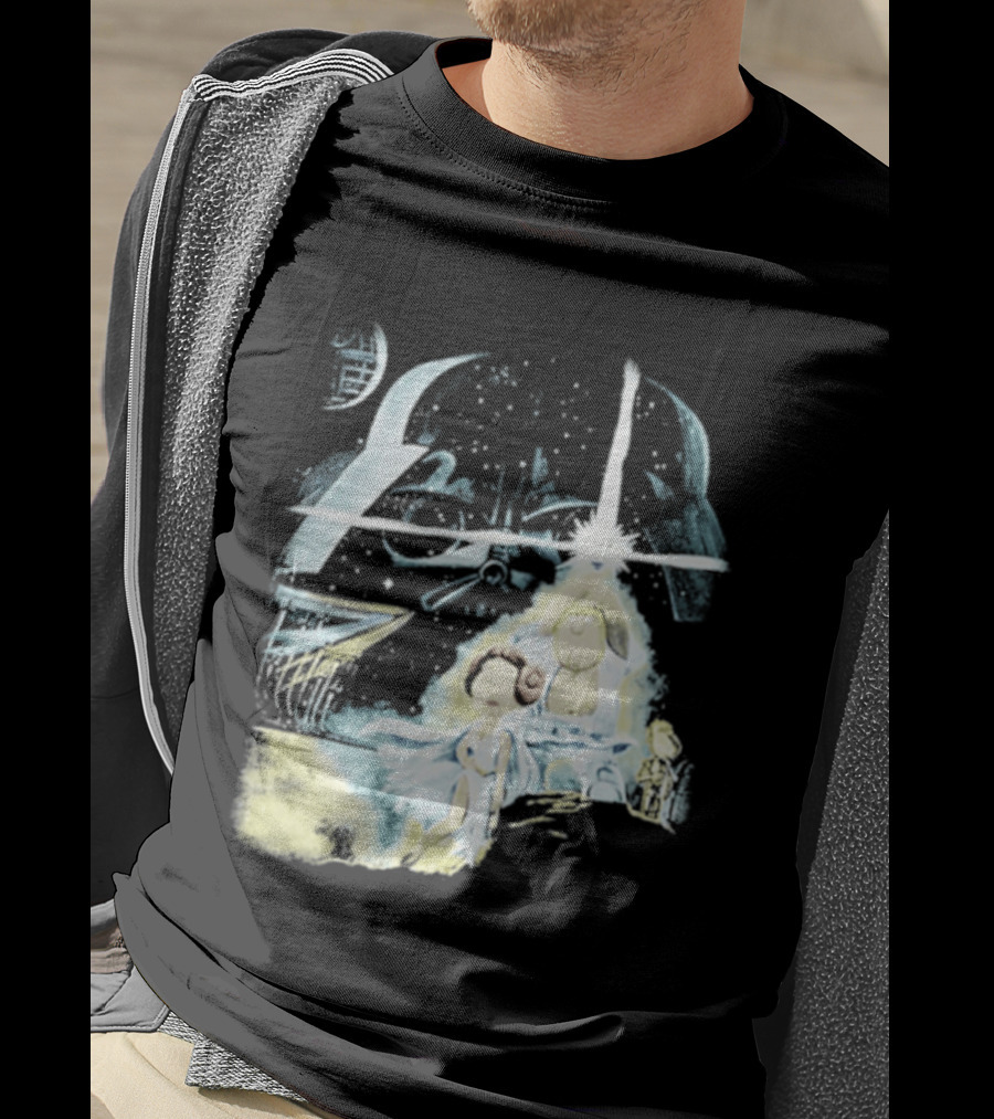 Star Wars Family Guy Princess Leia Lightsaber Spaceship Moon T-Shirt