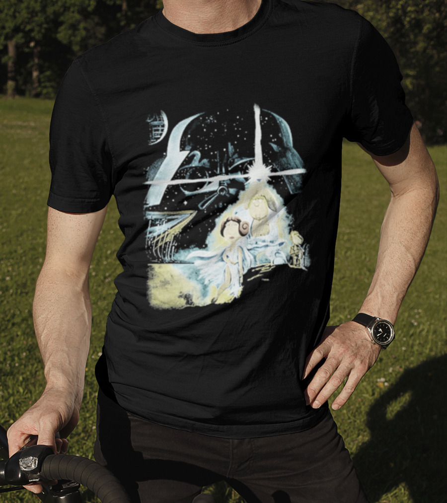 Star Wars Family Guy Princess Leia Lightsaber Spaceship Moon T-Shirt