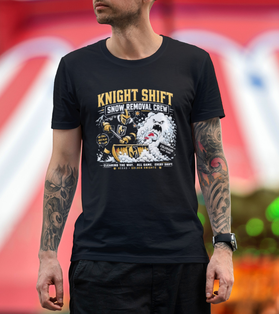 Vegas Golden Knights Knight Shift Snow Removal Crew Vs Colorado Avalanche Snow Battle T-Shirt